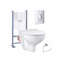 Points forts du WC suspendu GROHE Bau Ceramic sans bride Technologie Rimless (sans rebord) : Facilite l'accès et l'entretien  ...