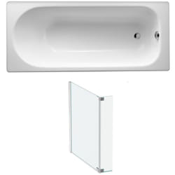 Baignoire droite Jacob Delafon Soissons en fonte + pare bain 170 x 70
