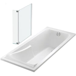 Lot baignoire droite 160 X 70 JACOB DELAFON Corvette + pare-bain 2 volets chromé
