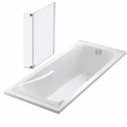 Lot baignoire droite 180 X 80 Corvette + pare-bain 2 volets chromé