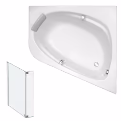 Baignoire d'angle Odéon Up + pare bain 140 X 140