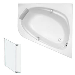 Baignoire d'angle Odéon Up + pare bain 140 X 140