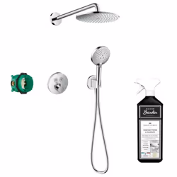 Colonne de douche thermostatique encastrée ShowerSelect S chromé + nettoyant Briochin