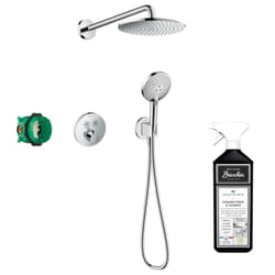 Colonne de douche thermostatique encastrée ShowerSelect S chromé + nettoyant Briochin