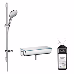 Mitigeur douche thermostatique Ecostat Comfort + pommeau de douche Raindance Select S 3 jets + barre + nettoyant