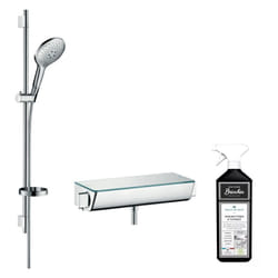 Mitigeur douche thermostatique Ecostat Comfort + pommeau de douche Raindance Select S 3 jets + barre + nettoyant