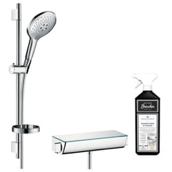 Ensemble douche Hansgrohe Raindance Select s 150 3 jets + mitigeur thermostatique Ecostat Select + Barre 65 cm + nettoyant