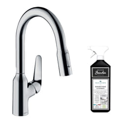 Robinet de cuisine avec douchette Hansgrohe Focus M42 180 2 jets chromé + nettoyant Briochin