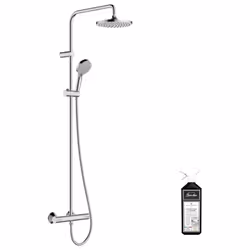 Les avantages de votre colonne de douche Vernis Blend Hansgrohe Design : chrome très tendance et moderne. QuickClean : nettoy ...