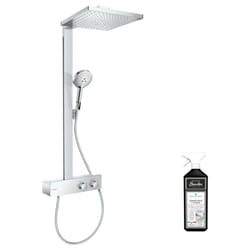 Colonne de douche thermostatique Raindance E 300 avec mitigeur 35 cm chromée + nettoyant Briochin
