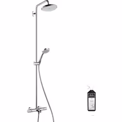 Cette colonne de douche comprend : Une douche de tête et douchette à main Croma Un mitigeur thermostatique de baignoire Ecost ...