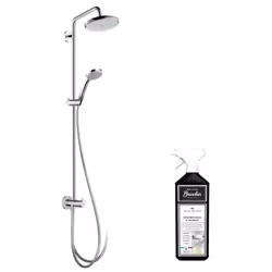 Cette colonne de douche comprend : La tête et la douchette Croma Un robinet inverseur Le curseur Unica'S Puro pour la barre d ...