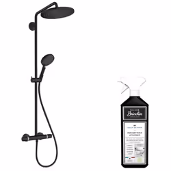 Cette colonne de douche comprend : Une douche de tête Une douchette à main Un mitigeur thermostatique de douche Un flexible d ...