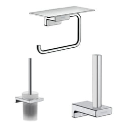 Porte-brosse WC Addstoris + Porte-papier WC avec tablette chromé Hansgrohe AddStoris + Réserve porte-papier chromé