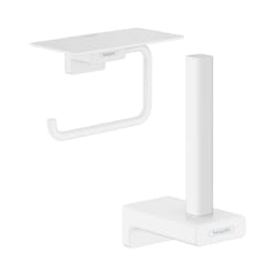Porte-papier WC avec tablette blanc mat Hansgrohe AddStoris + Réserve porte-papier blanc mat