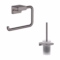 Porte-brosse WC AddStoris + Porte-papier WC noir chromé brossé