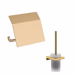 Porte-brosse WC Addstoris + Porte-papier WC avec couvercle bronze brossé