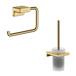 Porte-brosse WC HANSGROHE AddStoris + Porte-papier WC aspect doré poli