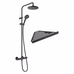 Les avantages de votre colonne de douche Vernis Blend Hansgrohe Design : les finitions noir mat ou chromé, au choix, sont mod ...
