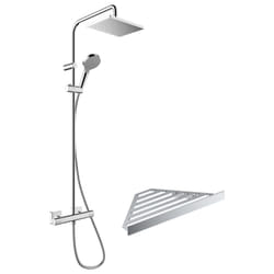 Colonne de douche thermostatique HANSGROHE Vernis Shape 230 chromé + tablette AddStoris