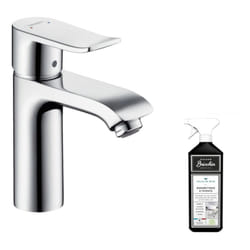 Mitigeur lavabo Hansgrohe Metris 110 sans tirette ni vidage Chromé + nettoyant Briochin