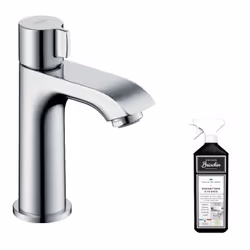 Un beau et confortable mitigeur d'eau froide pour le lavabo Le robinet vertical sans garniture de vidage Metris 100 de hansgr ...