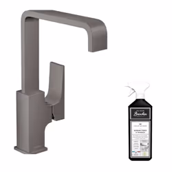 Une touche dans la salle de bain : mitigeur design noir/chromé métallisé avec bec élevé Le mitigeur de lavabo Metropol 230 av ...