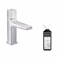 Le mitigeur de lavabo Metropol 110 Select avec système sans tirette ni vidage Push-Open offre un tout nouveau confort d'utili ...