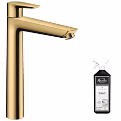 Le nec plus ultra pour le lavabo : mitigeur très haut à l'aspect doré brillant Le mitigeur avec garniture de vidage à tirette ...