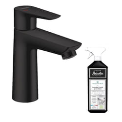 Mitigeur lavabo Hansgrohe 110 CoolStart sans tirette ni vidage noir mat + nettoyant Briochin