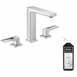 Mélangeur lavabo 160 3 trous poignée étrier chrome + nettoyant Briochin