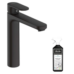Mitigeur lavabo Hansgrohe 190 sans tirette ni vidage noir mat + nettoyant Briochin