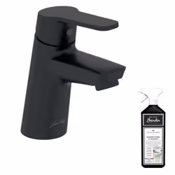 Mitigeur lavabo Aimé avec vidage noir mat + nettoyant Briochin