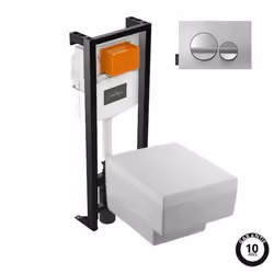 Pack WC suspendu Terrace+ bâti-support + plaque Chrome brillant/Chrome mat