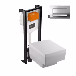 Pack WC suspendu Terrace+ bâti-support + plaque Chrome