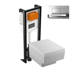 Pack WC suspendu Terrace+ bâti-support + plaque Chrome