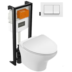 Pack wc suspendu sans bride compact Jacob Delafon Nouvelle vague+ bâti-support + plaque Blanc brillant