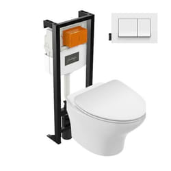 Pack WC suspendu sans bride Nouvelle vague + bâti-support + plaque Blanc brillant