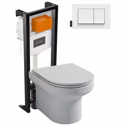 Pack WC suspendu sans bride  Elite + bâti-support + plaque Blanc brillant