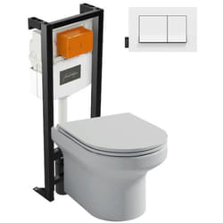 Pack WC suspendu sans bride  Elite + bâti-support + plaque Blanc brillant