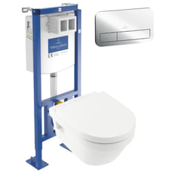 Wc suspendu sans bride villeroy et boch Architectura + abattant + Bâti-support Villeroy&boch ViConnect + Plaque de commande