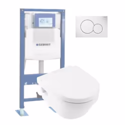 WC suspendu sans bride  Architectura + abattant + Bati support + plaque de commande