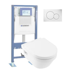 WC suspendu sans bride  Architectura + abattant + Bati support + plaque de commande