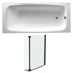 Lot baignoire droite 170 X 75 Diapason fonte + pare-bain noir mat