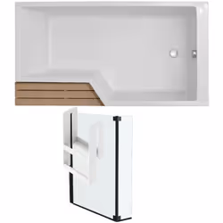 Avantages de la baignoire Confort : large espace douche 2 en 1 : partie douche et la partie bain. Forme : asymétrique. Fond : ...