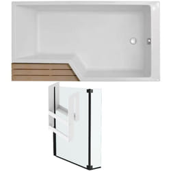 Pack baignoire bain douche antidérapante 170 x 90 Jacob Delafon Neo blanc mat - v.droite + pare bain noir mat