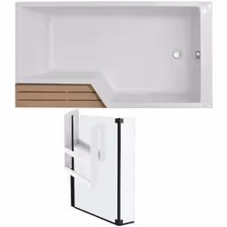 Avantages de la baignoire Confort : large espace douche 2 en 1 : partie douche et la partie bain. Forme : asymétrique. Fond : ...