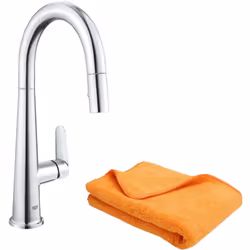 Avantages du robinet de cuisine avec douchette GROHE StarLight : Grâce à sa finition chromée, ce robinet conserve un éclat lu ...