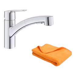 Adoptez le mitigeur monocommande pour votre évier avec son bec bas et sa douchette extractible de la gamme Start de chez GROH ...