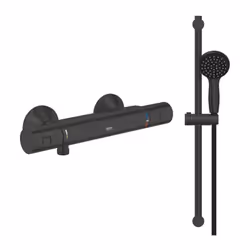 Description générale Le mitigeur douche thermostatique GROHE Precision Start noir, associé à l'ensemble de douche GROHE Vital ...